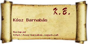Kósz Barnabás névjegykártya