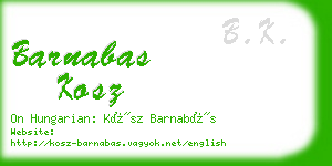 barnabas kosz business card